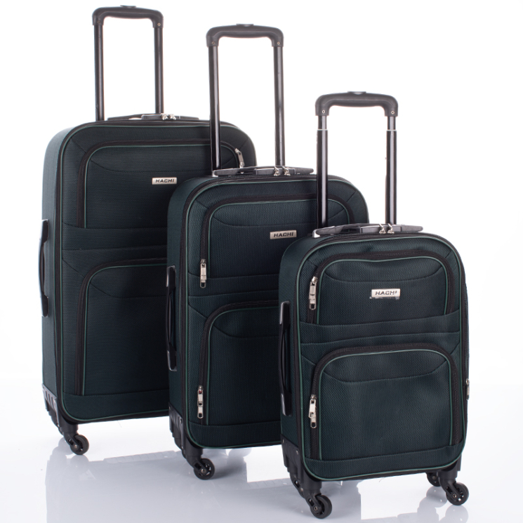 Hachi 3 db-os bőrönd szett sötétzöld színben