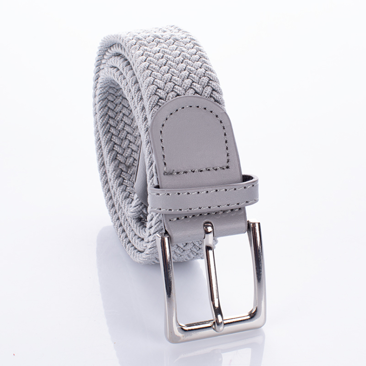 Bőr-szövet rugalmas öv világos szürke színben