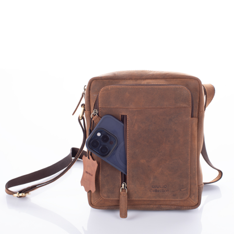  Prémium minőségű GIULIO COLLECTION, Valódi bőr férfi oldaltáska 