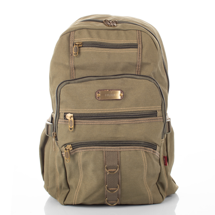 Outdoor Nagyméretű ultraerős vászon hátizsák khaki színben