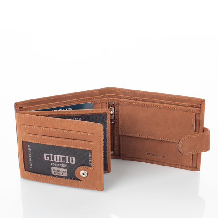 Giulio Valódi bőr férfi pénztárca barna színben RFID védelemmel 