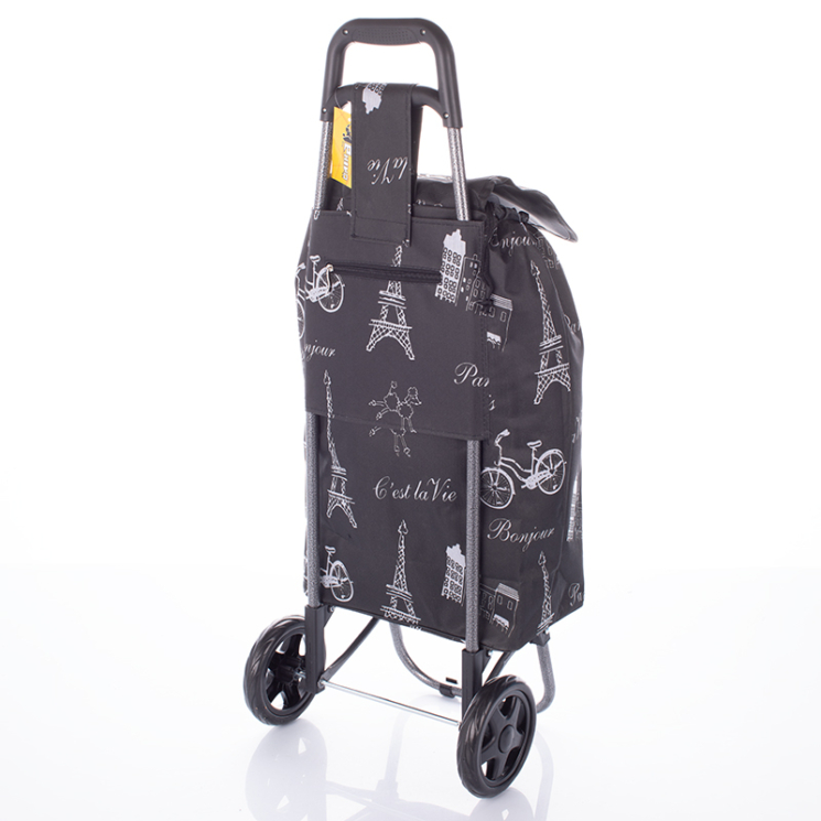 Gurulós bevásárlókocsi mintás RH108A Paris-black