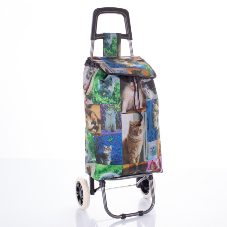 Amica Moda gurulós bevásárlókocsi cicás mintával