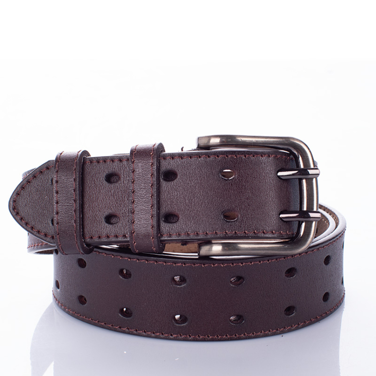 Duplacsatos Valódi bőr férfi öv barna színben 125cm