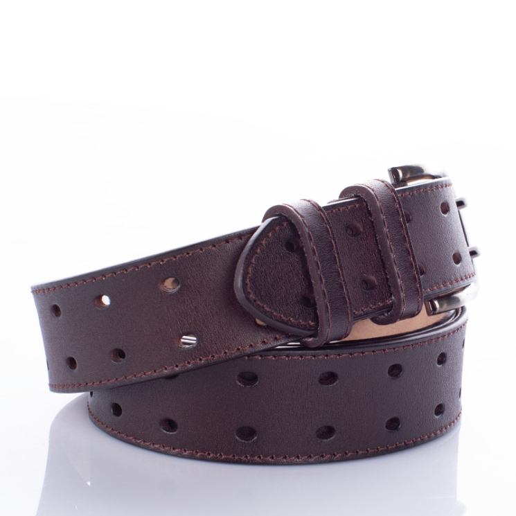 Duplacsatos Valódi bőr férfi öv barna színben 115cm