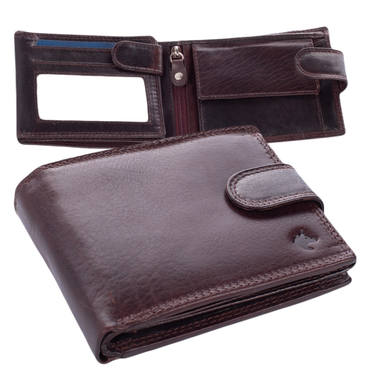 Prémium valódi bőr férfi pénztárca díszdobozban 