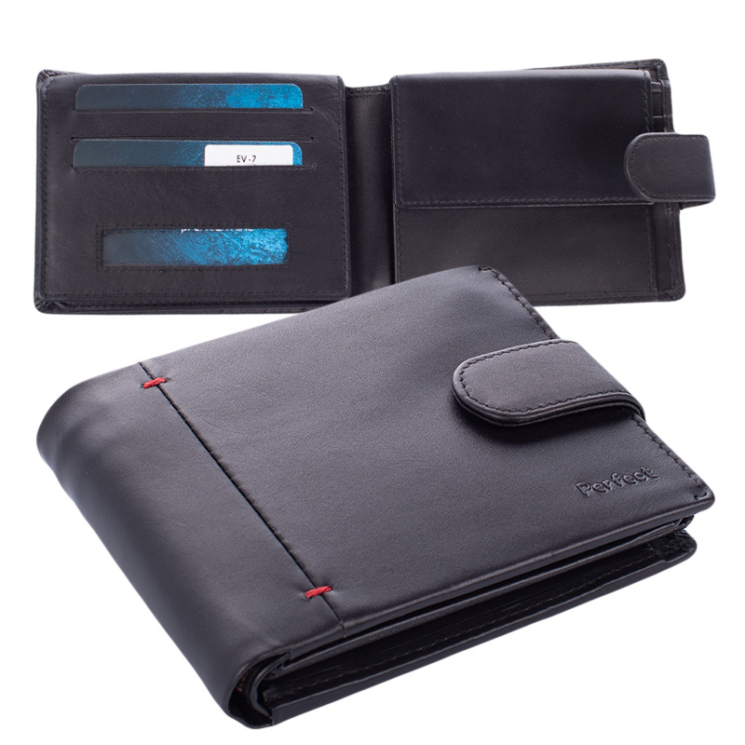 Prémium valódi bőr férfi pénztárca díszdobozban RFID rendszerrel