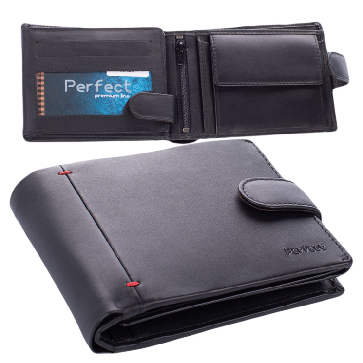 Prémium valódi bőr férfi pénztárca díszdobozban RFID rendszerrel