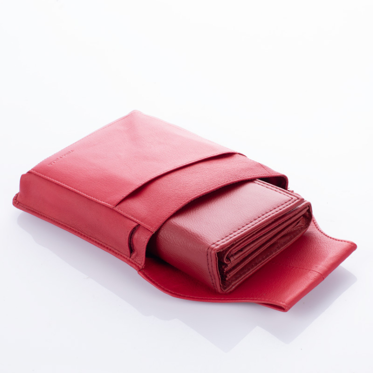 Pincér pénztárca + tartó piros színben