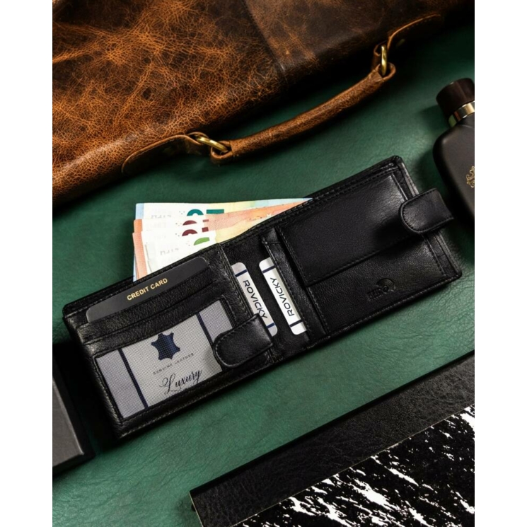 Elegáns Valódi bőr Férfi pénztárca díszdobozban fekete színben