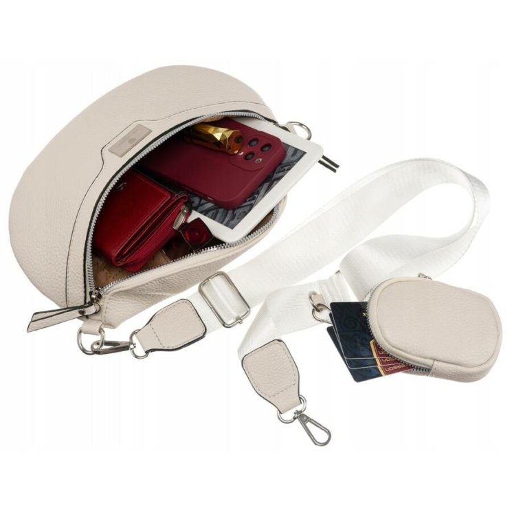 Elegáns Női Övtáska/Oldaltáska + Praktikus kiegészítővel fehér színben