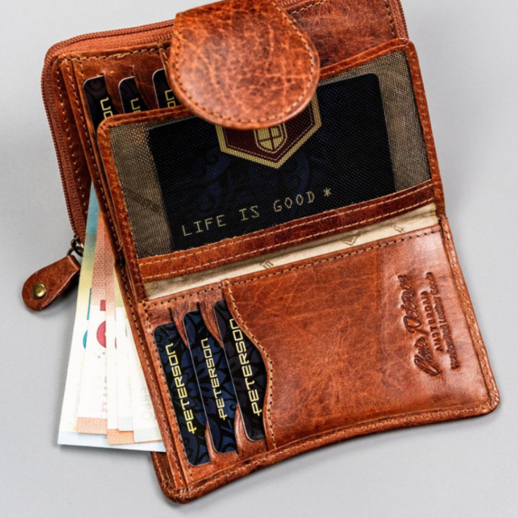 Kis méretű Valódi bőr női pénztárca RFID védelemmel