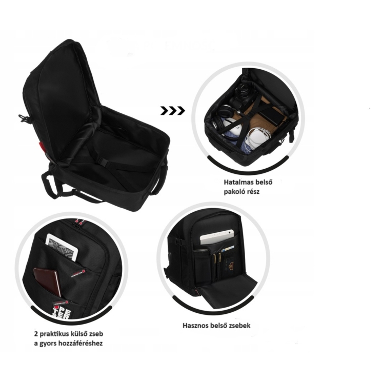 Peterson 3- Funkciós Utazó Hátizsák, WizzAir méretű 40x30x20cm, Kék Színben