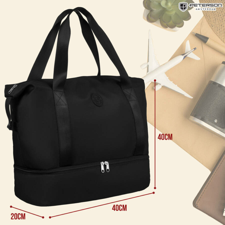 Bővíthető Sporttáska/Utazótáska fekete színben Wizzair méretű 40 x 30 x 20 cm