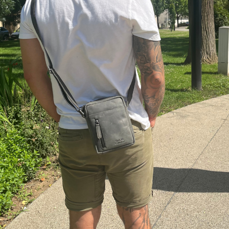  Prémium minőségű GIULIO COLLECTION, Valódi bőr férfi oldaltáska 