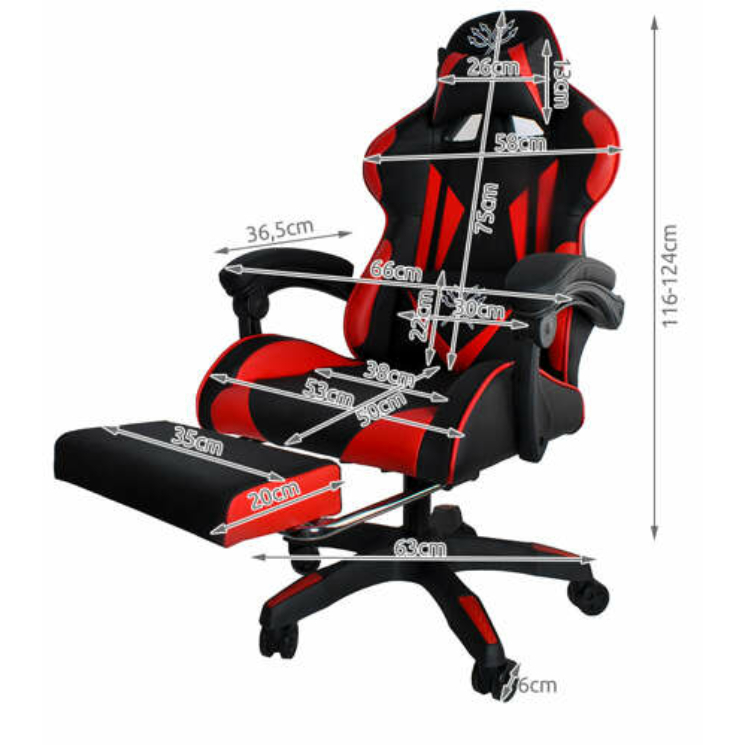 Kényelmes Gamer szék lábtartóval és derékpárnával Kedvező áron