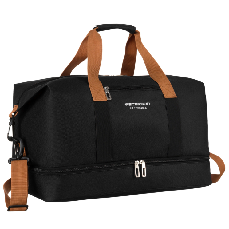 Peterson fekete színű bővíthető Utazótáska/Sporttáska WizzAir méretben