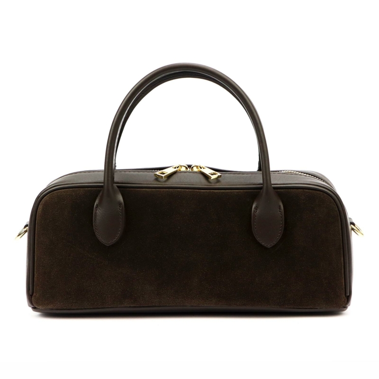 Barna velúr bőr női táska