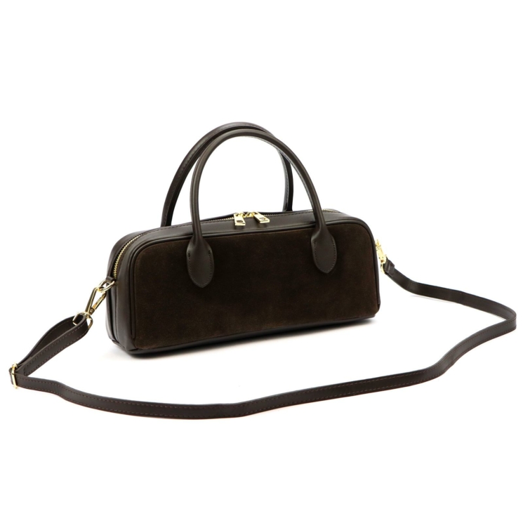 Barna velúr bőr női táska