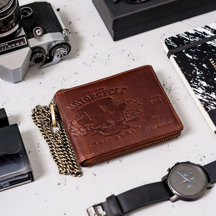 Peterson Valódi bőr motoros Pénztárca