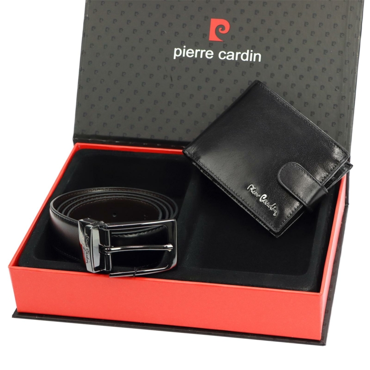 Pierre Cardin Valódi bőr pénztárca és öv ajándékcsomag