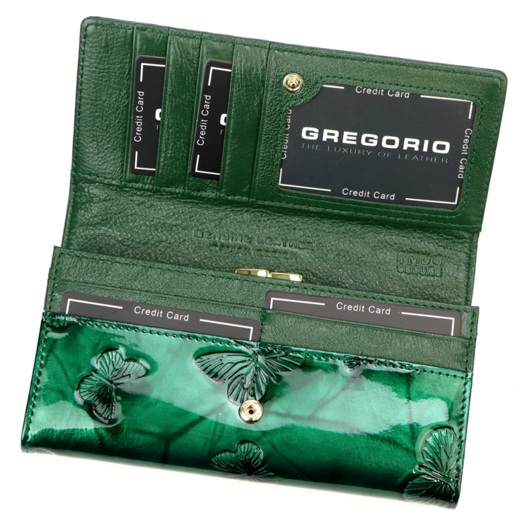 Gregorio Valódi bőr Pénztárca pillangó mintával