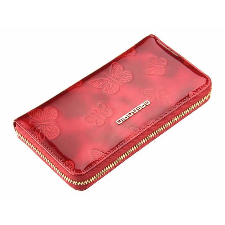 Piros Lakk Valódi bőr pillangós női Pénztárca