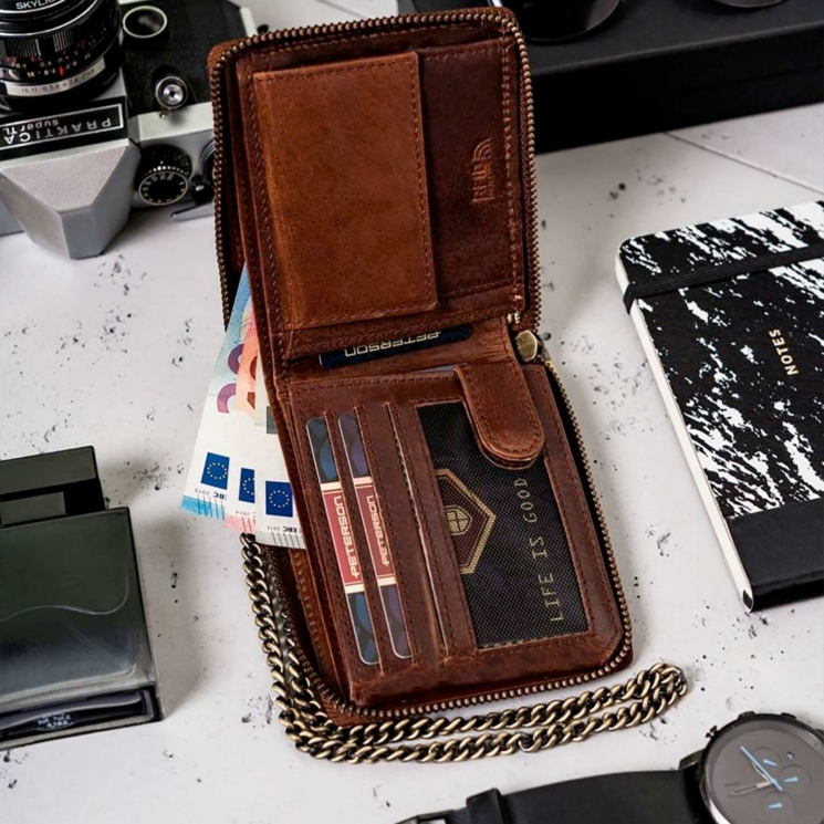 Peterson Valódi bőr motoros Pénztárca