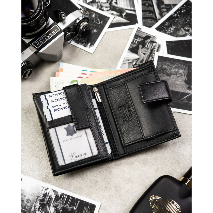 Férfi bőr pénztárca 0104L-RVD Fekete