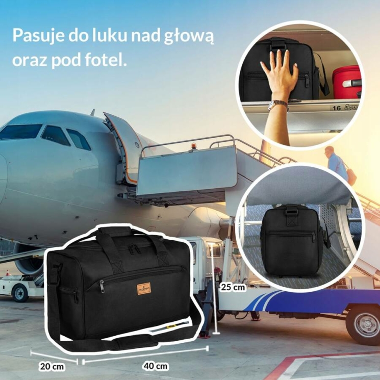 Peterson sporttáska/utazótáska Ryanair méret 40 x 25 x 20 cm fekete színben