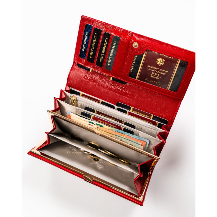 Peterson Lakk valódi bőr Női pénztárca sok kártyatartóval