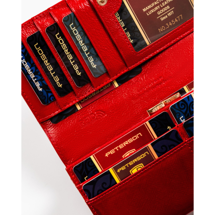 Peterson Lakk valódi bőr Női pénztárca sok kártyatartóval