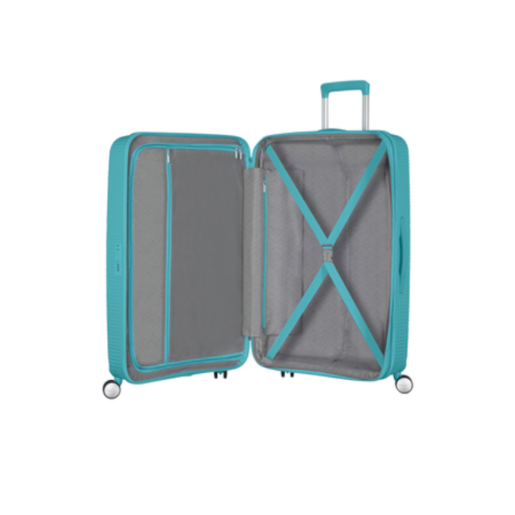 American Tourister Soundbox bővíthető, négykerekű nagy bőrönd 77