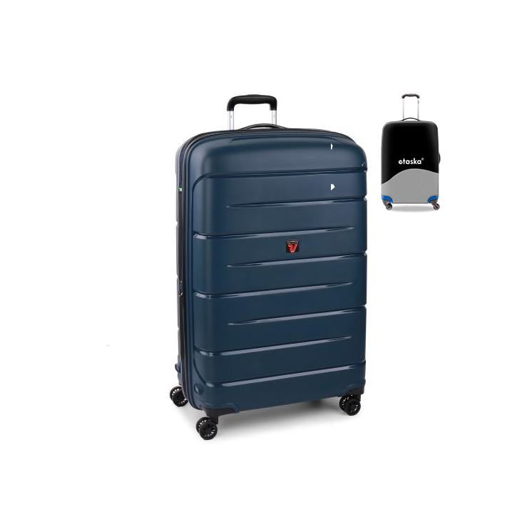 Roncato FLIGHT DLX Spinner Bőrönd R-3461 Sötétkék ajándék bőröndhuzattal