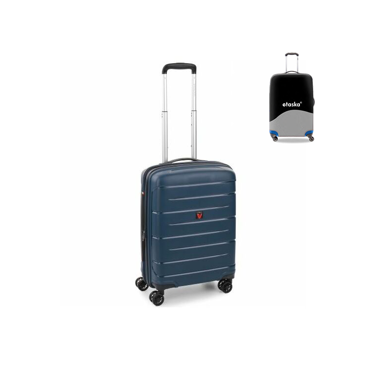 Roncato FLIGHT DLX Spinner kabinbőrönd R-3463 Sötétkék ajándék bőröndhuzattal