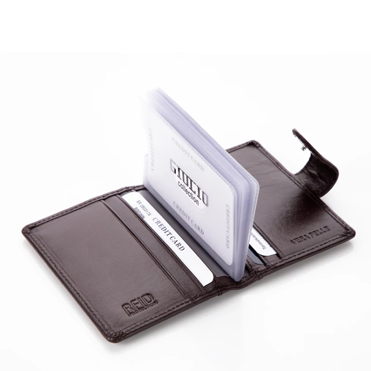 GIULIO Valódi bőr kártyatartó és öv ajándékcsomag Barna színben