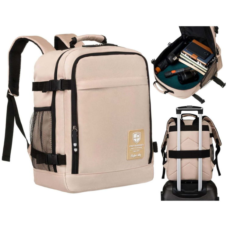 Peterson 3- Funkciós Tágas Utazó Hátizsák, WizzAir méretű 40x30x20cm, USB csatlakozóval