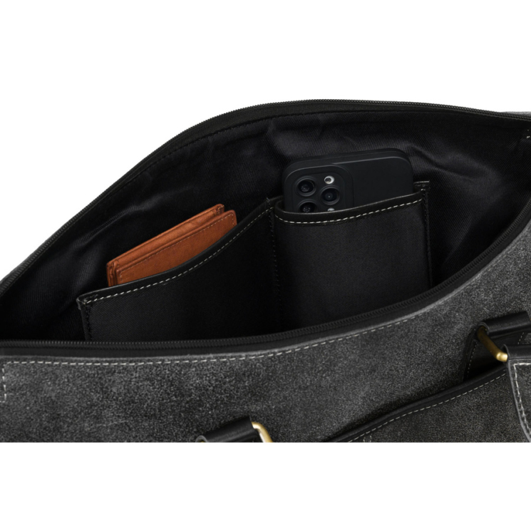 Valódi bőr üzleti táska laptoptartóval fekete színben