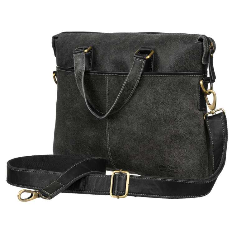 Valódi bőr üzleti táska laptoptartóval fekete színben