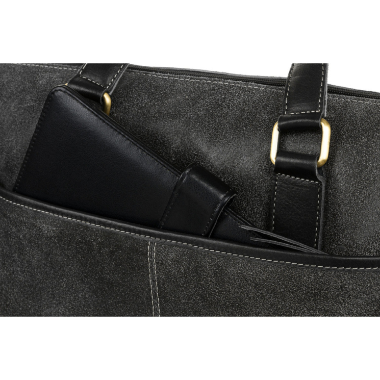 Valódi bőr üzleti táska laptoptartóval fekete színben