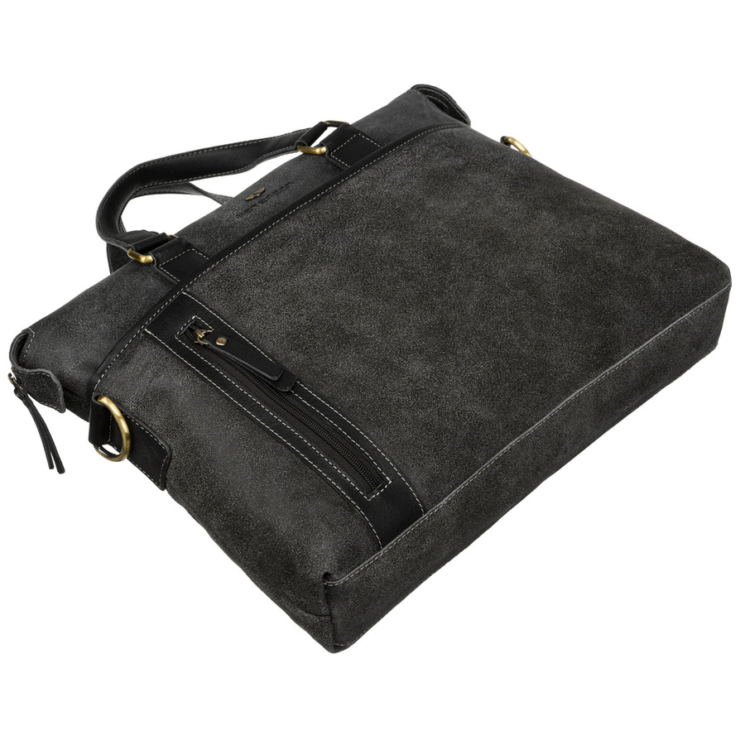 Valódi bőr üzleti táska laptoptartóval fekete színben