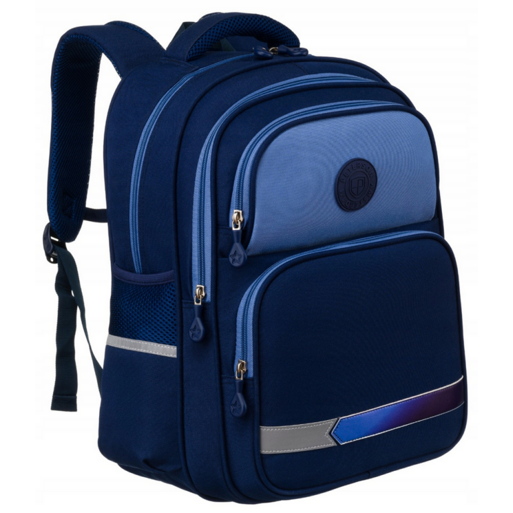 Kétrekeszes, sötétkék városi Iskolai hátizsák külső zsebekkel - Peterson