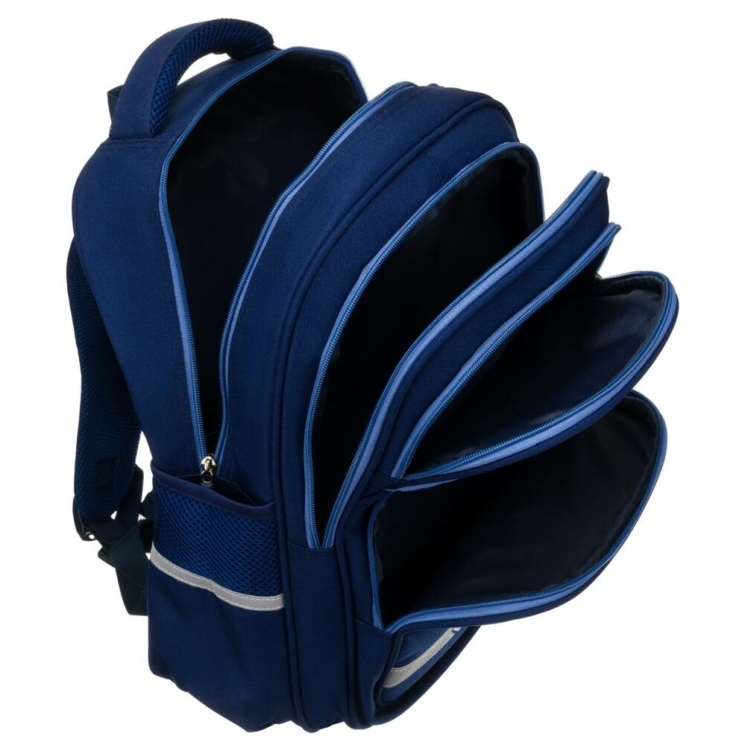 Kétrekeszes, sötétkék városi Iskolai hátizsák külső zsebekkel - Peterson