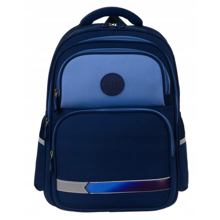 Kétrekeszes, sötétkék városi Iskolai hátizsák külső zsebekkel - Peterson