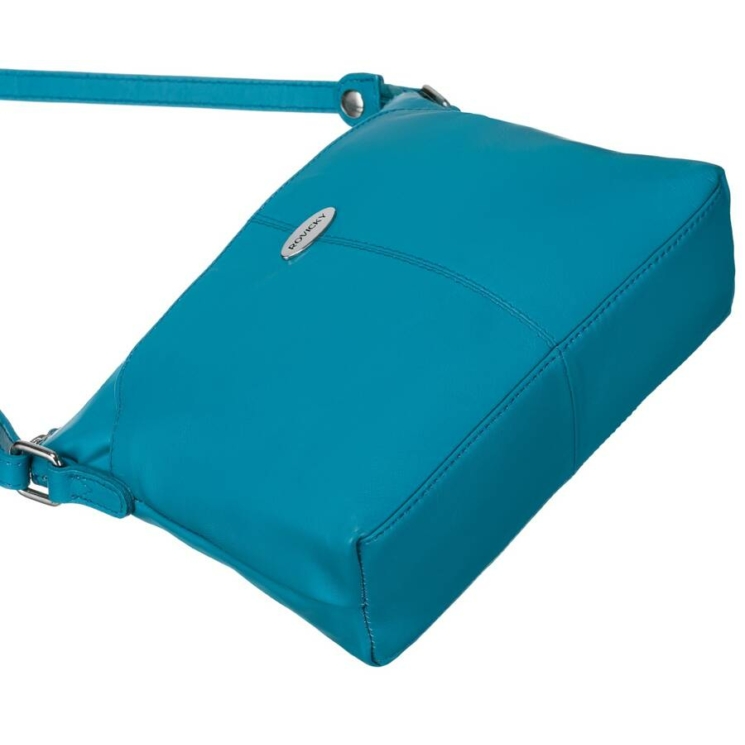 Elegáns Valódi bőr női oldaltáska türkizkék színben