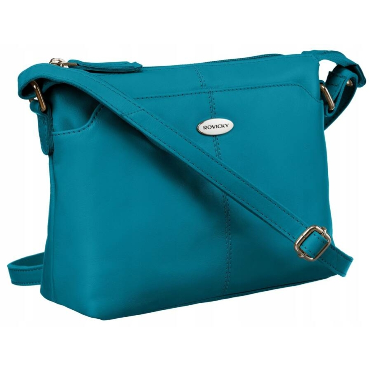 Elegáns Valódi bőr női oldaltáska türkizkék színben