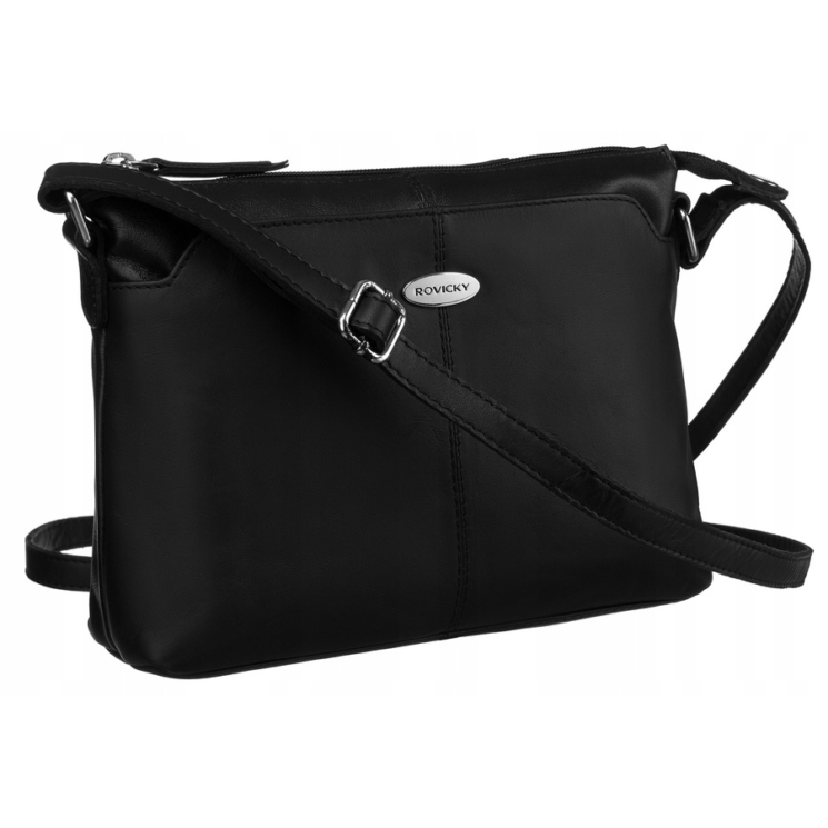 Elegáns Valódi bőr női oldaltáska fekete színben