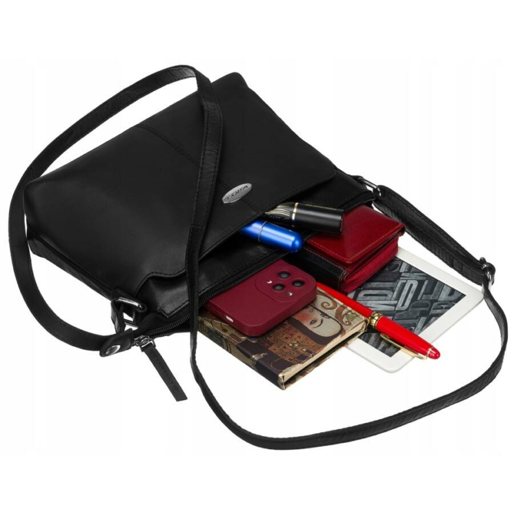 Elegáns Valódi bőr női oldaltáska fekete színben