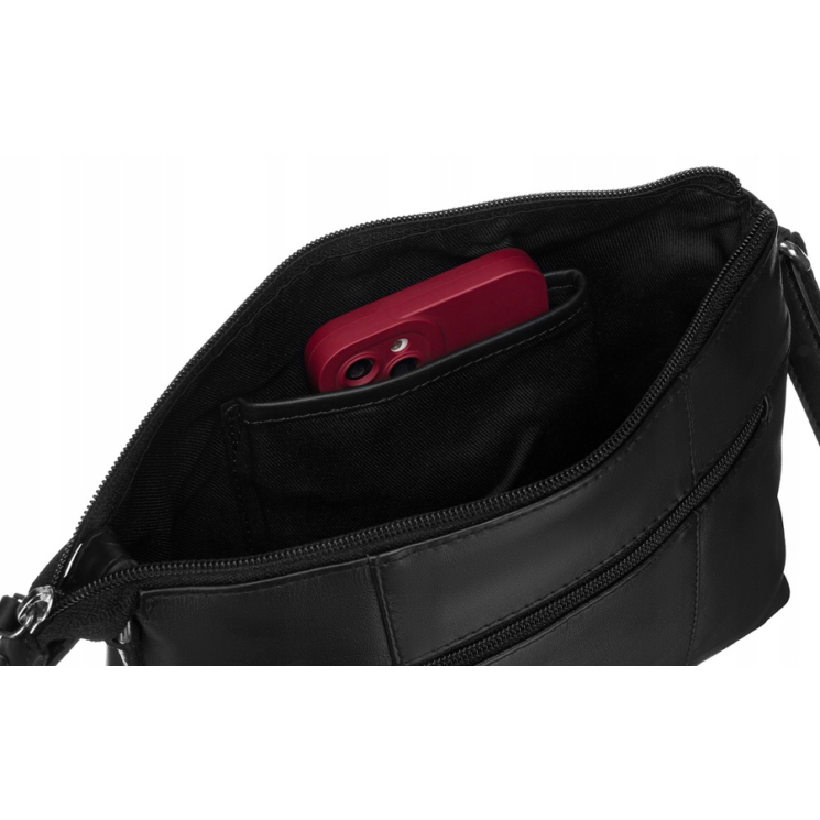 Elegáns Valódi bőr női oldaltáska fekete színben