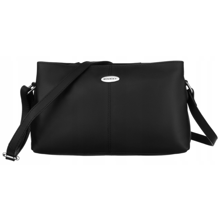 Elegáns Valódi bőr női oldaltáska fekete színben